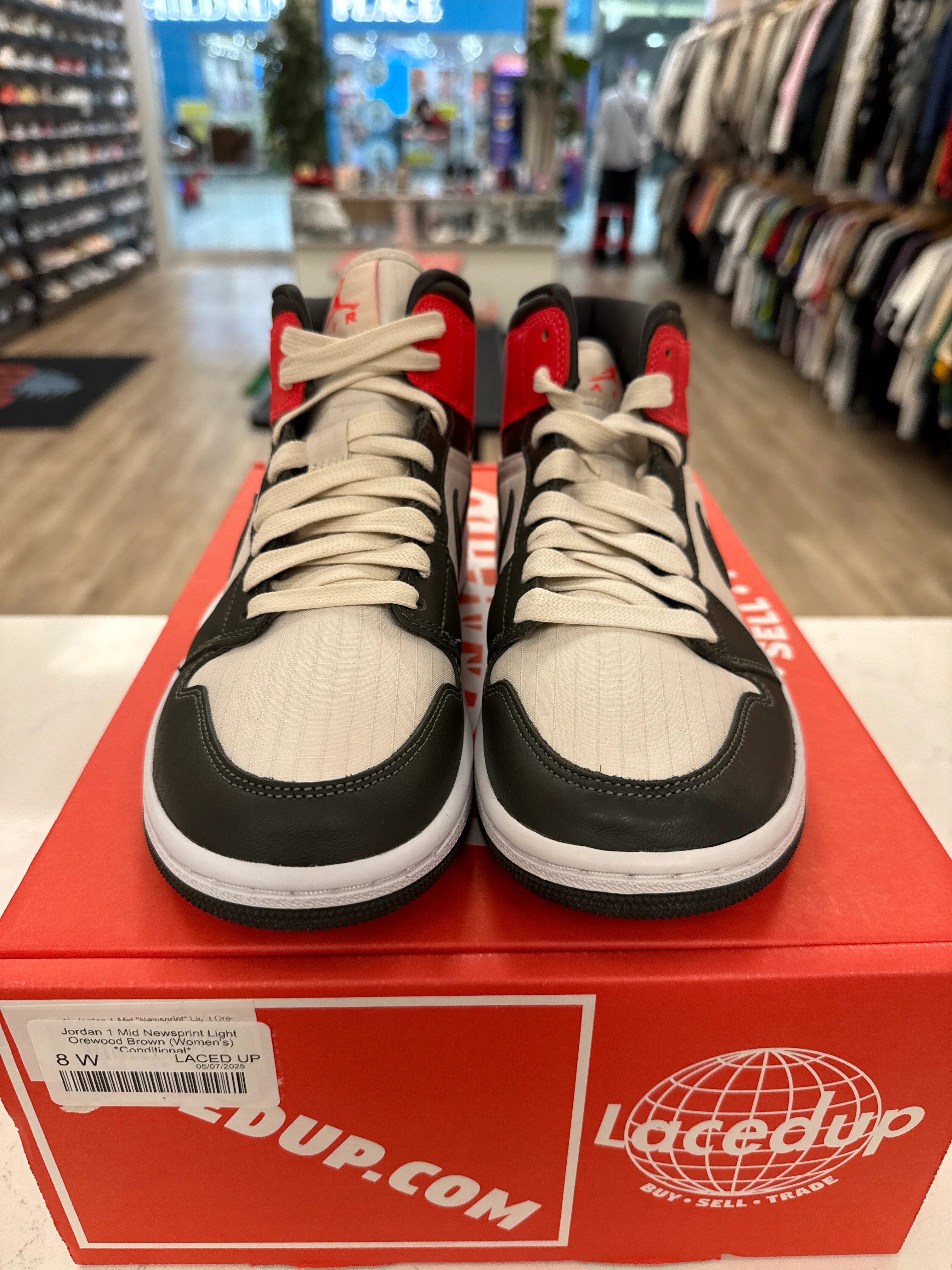 Jordan 1 Mid Newsprint Light Orewood Brown (Women's) *Conditional* - Image 3