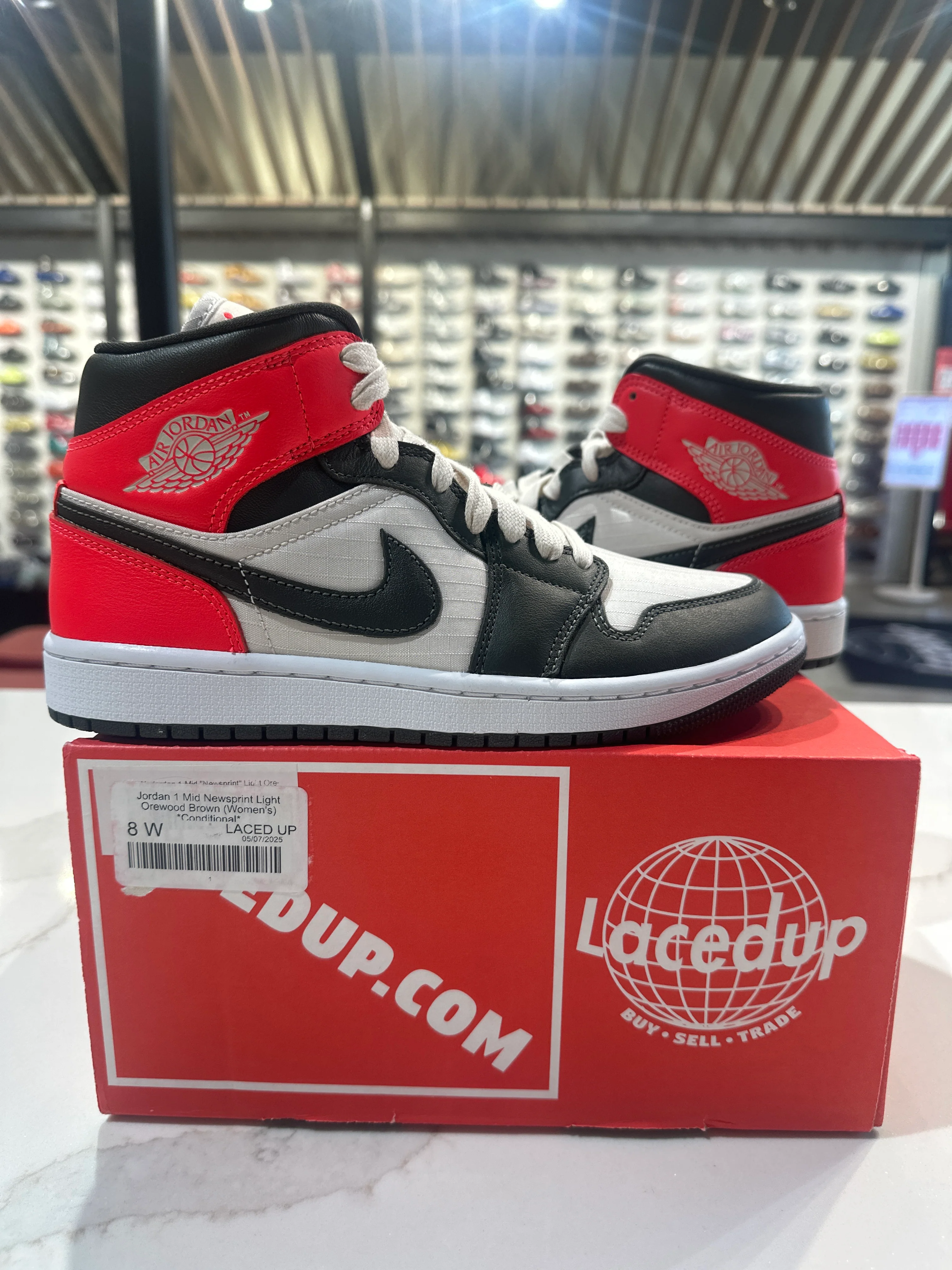 Jordan 1 Mid Newsprint Light Orewood Brown (Women's) *Conditional* - Image 6