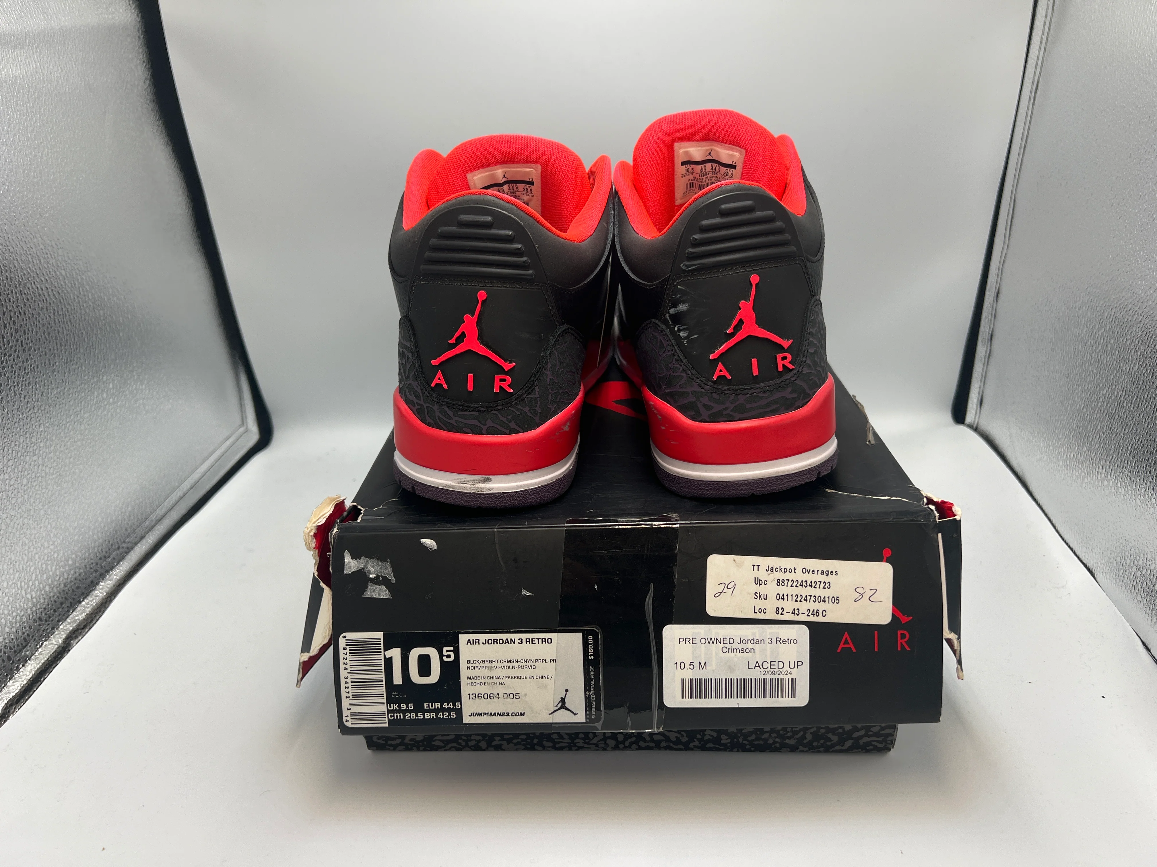 PRE OWNED Jordan 3 Retro Crimson - Image 4